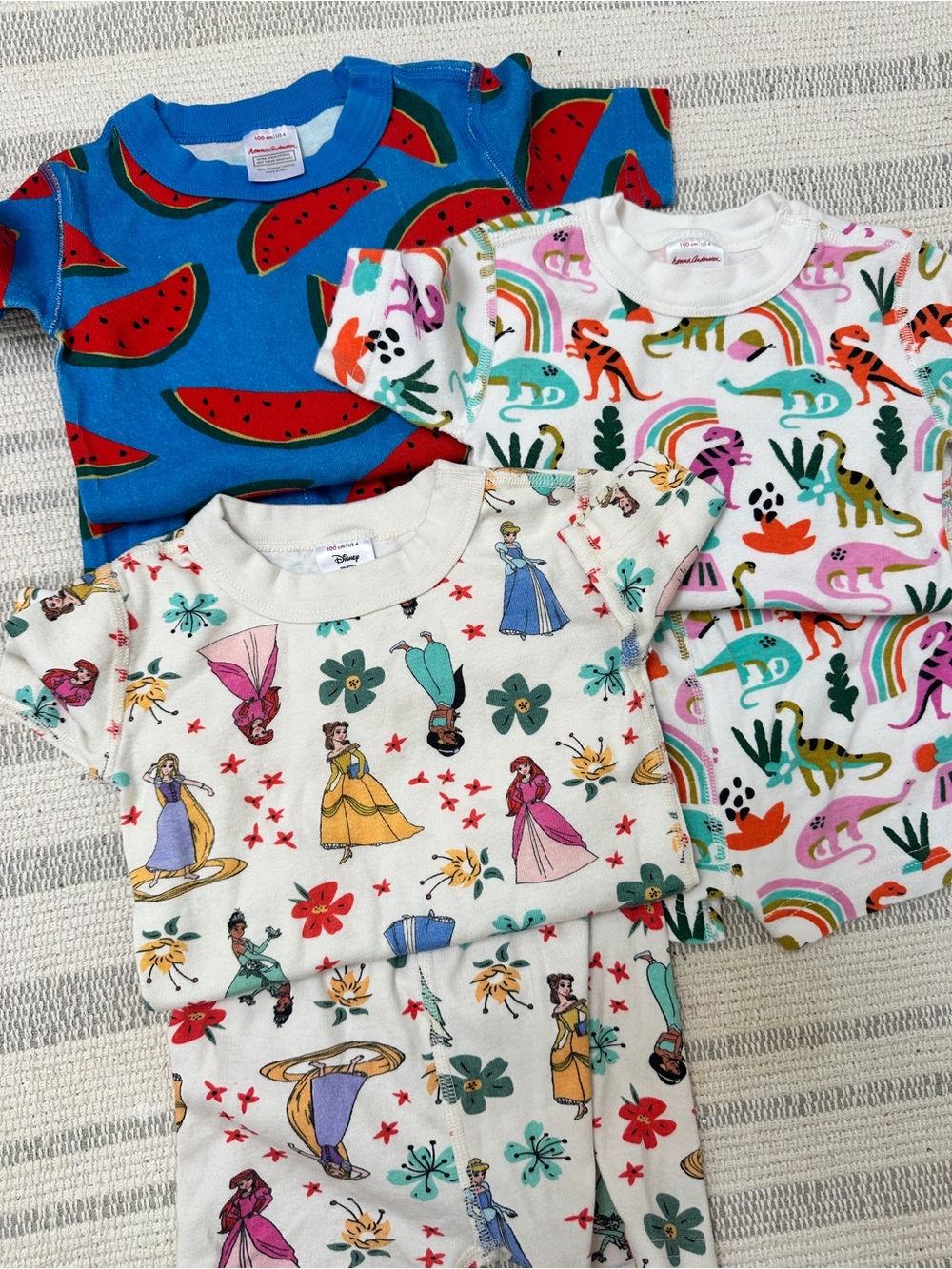 Hanna Andersson Pajama Bundle Print Disney Princess Dinosaur Watermelon Sz 4